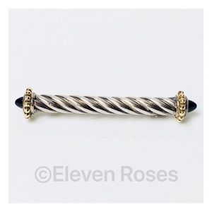 Sterling & 18k Gold Black Onyx Cable Bar Brooch